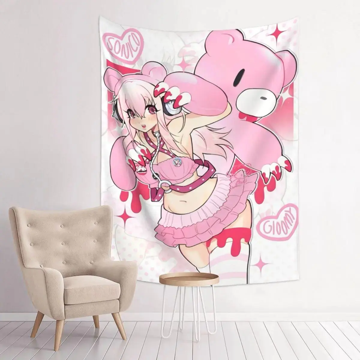VIKAMA Japanese Cute Manga Girl Tapestry Wall Hanging For Bedroom And Living Room, Dorm Aesthetic Home Decor, Otaku Weeb Gift