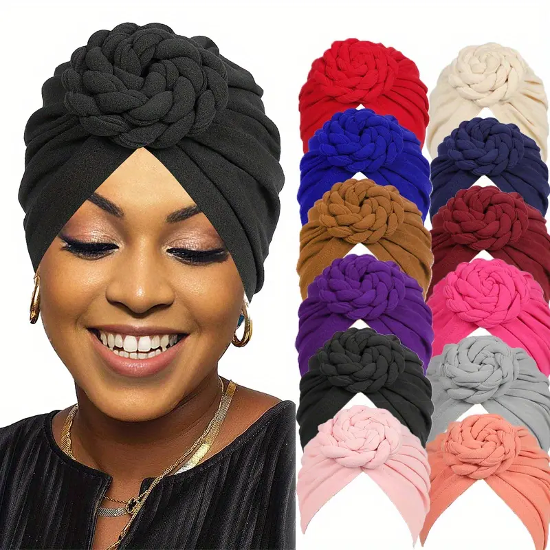 Women's Woven Sweatbands Sports Headbands, 5/10 Pcs/Pack, African-Style Snail & Fried Dough Twist Design, Retro Euro-American Fashion Versatile Dish Flower Baotou Hat Headbands, Sporty Sports Headbands
