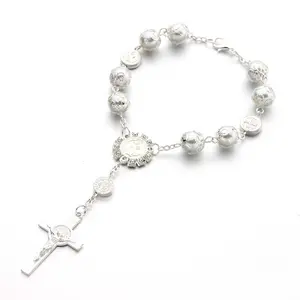 Catholic Finger Chain Rosary Baptism Rosaries Faux Pearls Bracelet