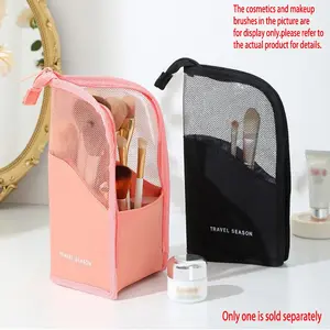 Travel Makeup Brush Bag Pencil Case, 1Pc Lightweight Multifunctional Waterproof Cosmetic Organizer Handbag Bath Shower Wallet Pouch Portable Cosmetics Brush Storage Clutch With Zipper Closure For Lipstick, Brush, Skincare, Coin, Travel Cosmetic Bags