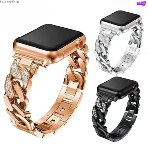 2026 Viral Bling Diamond Link Apple Watch Band – Luxury Shiny Metal Strap Compatible with 38–49mm Series & Ultra, Adjustable Aesthetic Bracelet for Women, Party, Night Out & TikTok Must-Have Gift