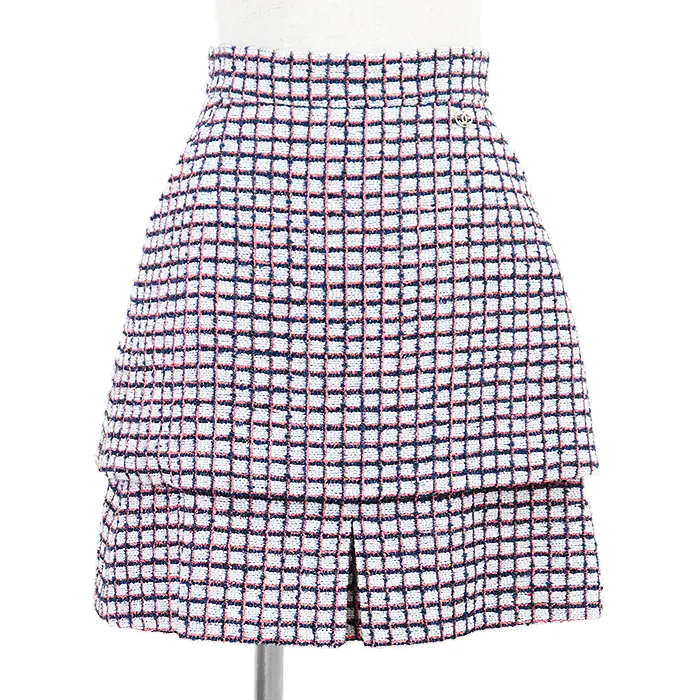 Pre-owned CHANEL Cotton Small Leather Goods P60835 Tweed Skirt