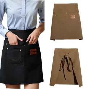 Half Apron with Two Portable Pockets, Restaurant Server Half Body Apron, Coffee Shop Work Apron, Essential Kitchen Accessory