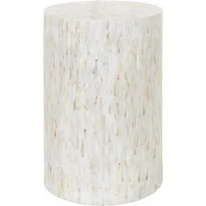 Katico Ivory Mosaic Cylinder End Table