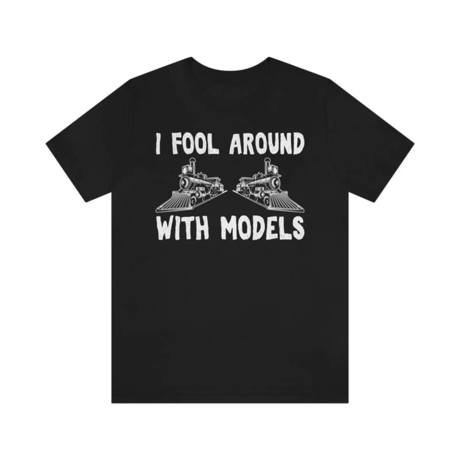 Men's Casual Short-Sleeve Round Neck Cotton Knit Graphic Menswear T-Shirt - Streetwear Locomotive Themed Casual Sports Top, Model Train Enthusiast Gift, Casual Sports Tops