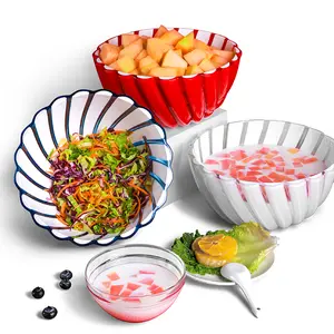 【ANJUKE】Plastic Serving Bowls, Plastic Salad Mixing Bowls, Tableware Break Resistant Plastic Bowls for Salad, Fruit, Popcorn, Chip and Dip, Multicolor Tableware