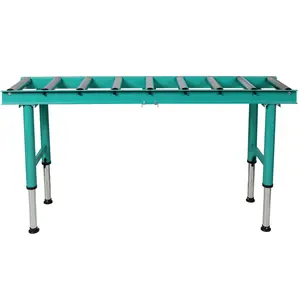 Heavy Duty 9 Roll Adjustable Height Length Conveyor Roller Stand 440 lbs Weight Capacity Green Industrial Grade