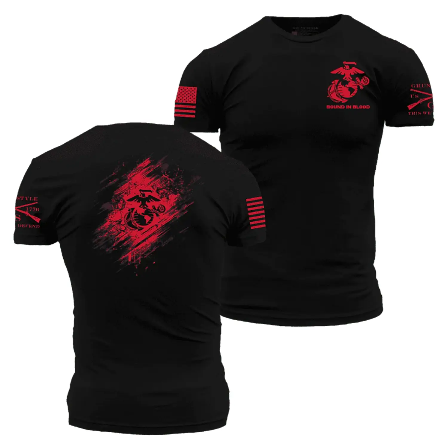USMC Bound In Blood Shirt Marine Corps Graphic Tee Patriotic Military Red Black T-Shirt Menswear & Underwear Men's Tops T-Shirts