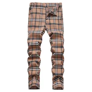 JUNBAOSS Men's Plaid Slim Fit Cotton Pants - 1/3 Pack, Flexible, Contemporary, Korean-Style, Aesthetic, Street Style, Stretch Fabric, Straight Leg, 4 Pockets, Zipper, Durable, Breathable for Casual, Business, Flexible Men's Pants