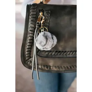 shea leopard pom pom keychain