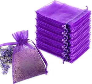 Sukh 50 Lavender Sachet Bags Empty - Purple Organza Bags 3x4 Sachets for Drawers and Closets Deodorizer Potpourri Bag Scented Sachet Home Fragrance Products Party Favor Gifts for Rose Orange Cinnamon Flowers Soap