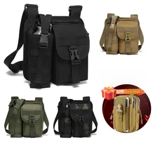 Molle Tactical Chest Hanging Bag - Waterproof Men's Crossbody Pack with Multi-Pocket Storage, Water Bottle Holder for Outdoor Sports, Hiking