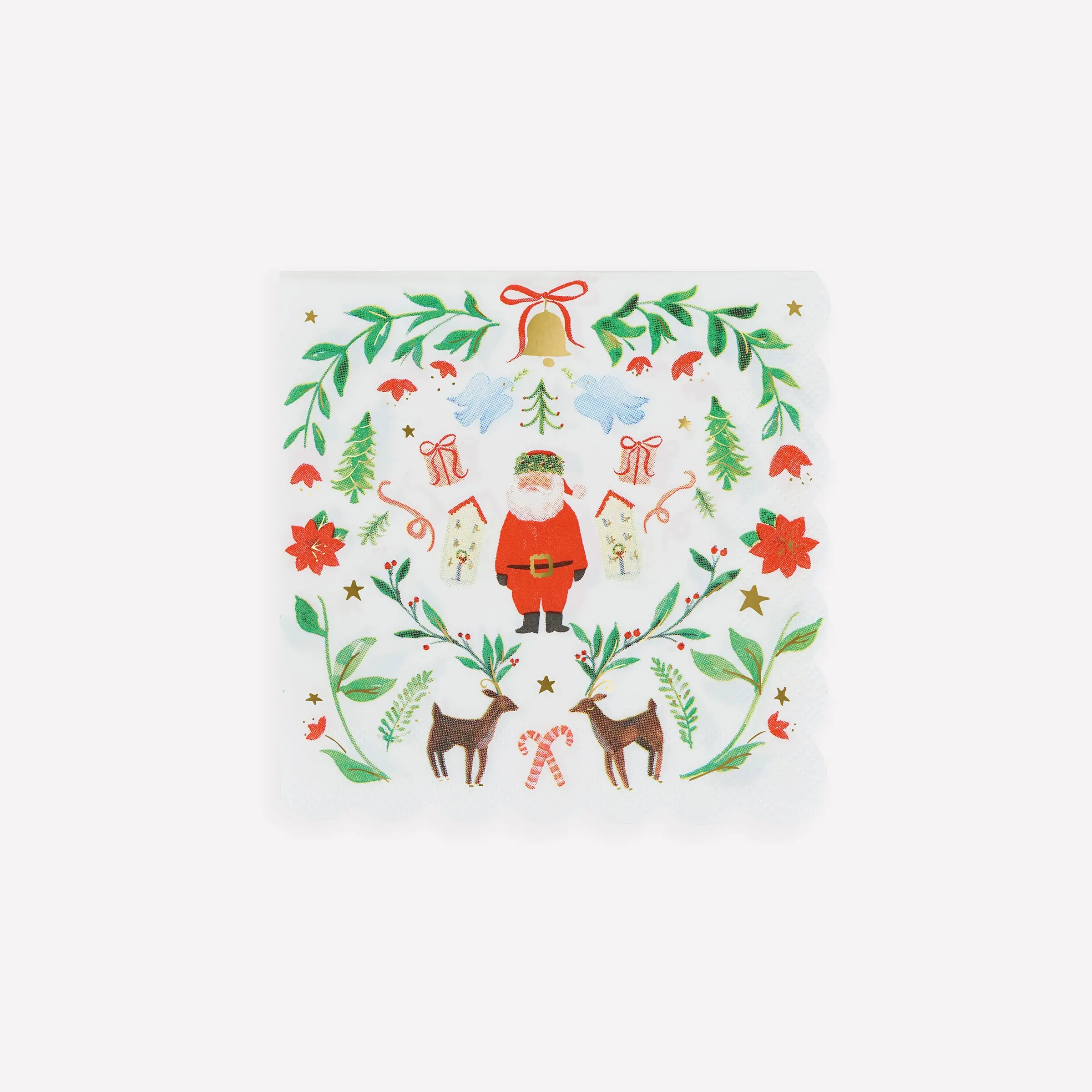 Santa Claus Patterned Small Napkins (x 16)