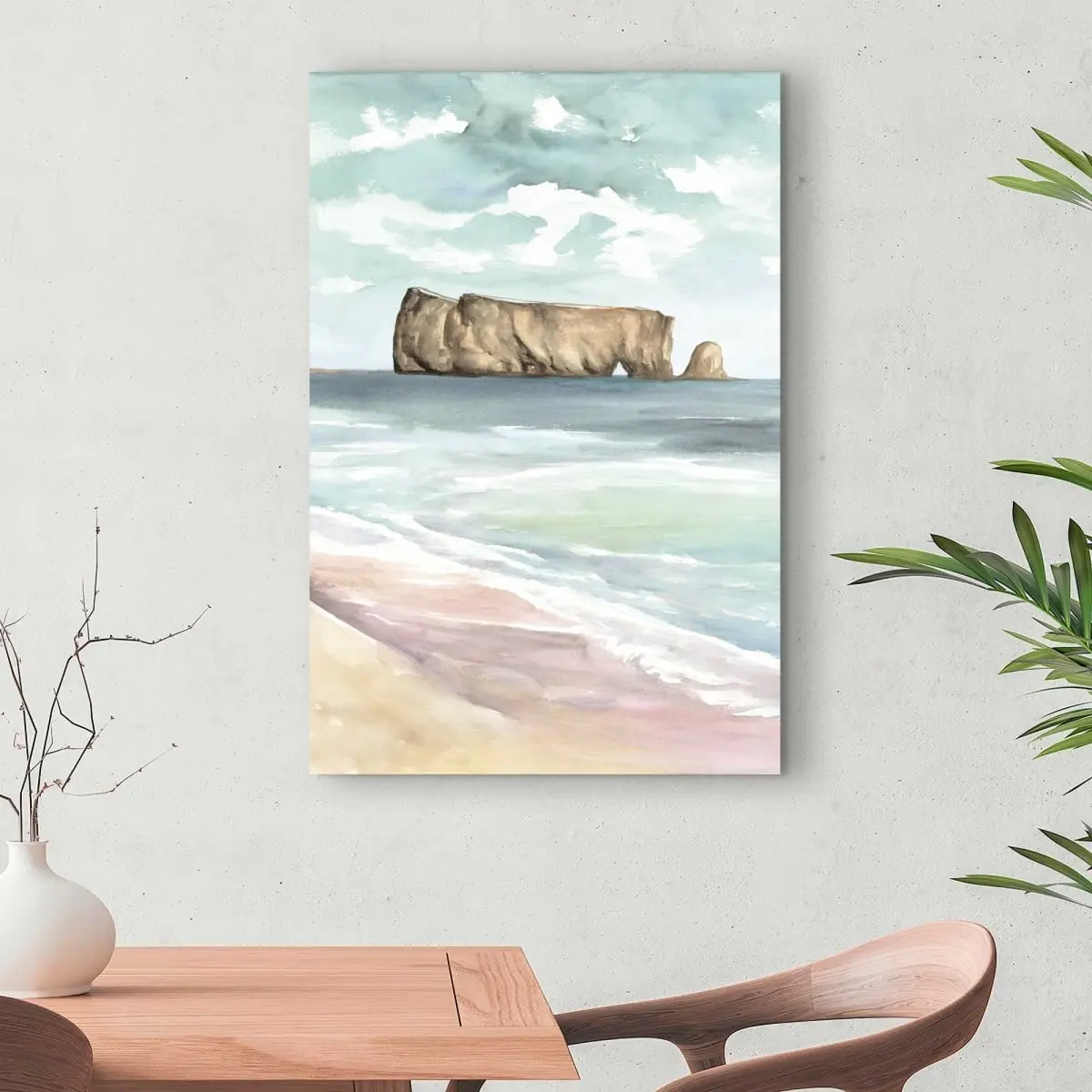 212 MAIN Rocher Perc Mountains Landscape Canvas Art Print, 24x36 in, Artistic Nature Wall Decor, Living Room Home Decoration