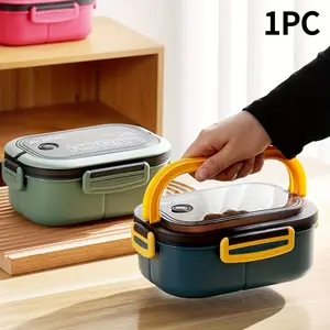 A Bento Box, Double-Layer Lunch Box with Spoon And Fork, High-Capacity Food Container, Leak-Proof And, Student Lunch Box