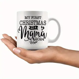 First-Time Mom 11oz Ceramic Mug - Perfect Christmas Gift for New Parents, Unique Keepsake Coffee Cup for New Moms, Ideal for Milk & Hot Beverages