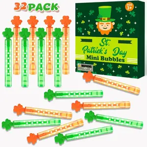 St Patrick's Day Party Favors Supplies Goodie Bag Stuffers for Kids 32 Pack, Mini Bubble Wands Toys Gifts for Toddlers Accessories Decorations