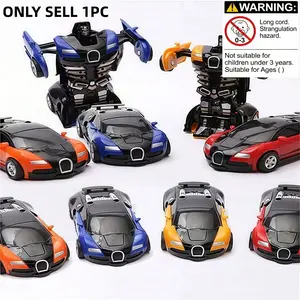 Kids Cool Inertia One-Button Transforming Car Robot Toy, Transformer Car, Unisex, No Battery Needed, Perfect Gift for Boys & Girls Birthdays Holidays