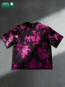 Unisex Vintage Street Style Streetwear Tie-Dye Cotton Summer Short Sleeve Crewneck T-Shirt, Y2K Fashion, Couple, High Street Culture, Casual Daily Wear