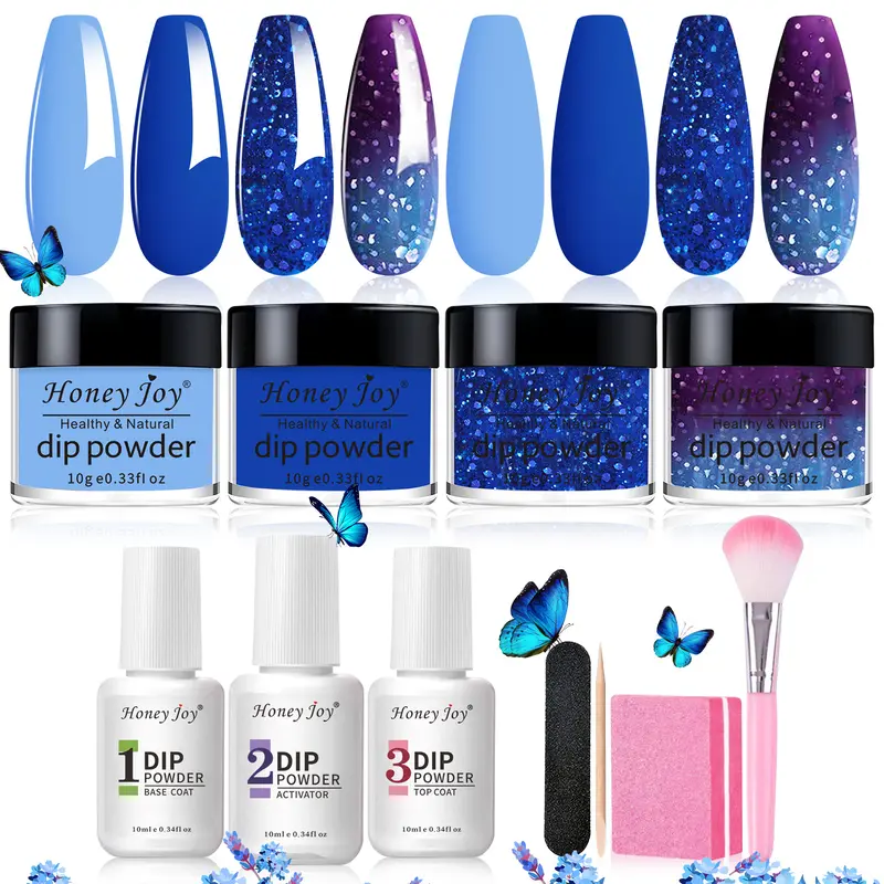 Honey Joy Sky Blue & Navy Dip Powder Kit  Fresh Spring Nails | Easy At-Home Nails (No Lamp Needed)