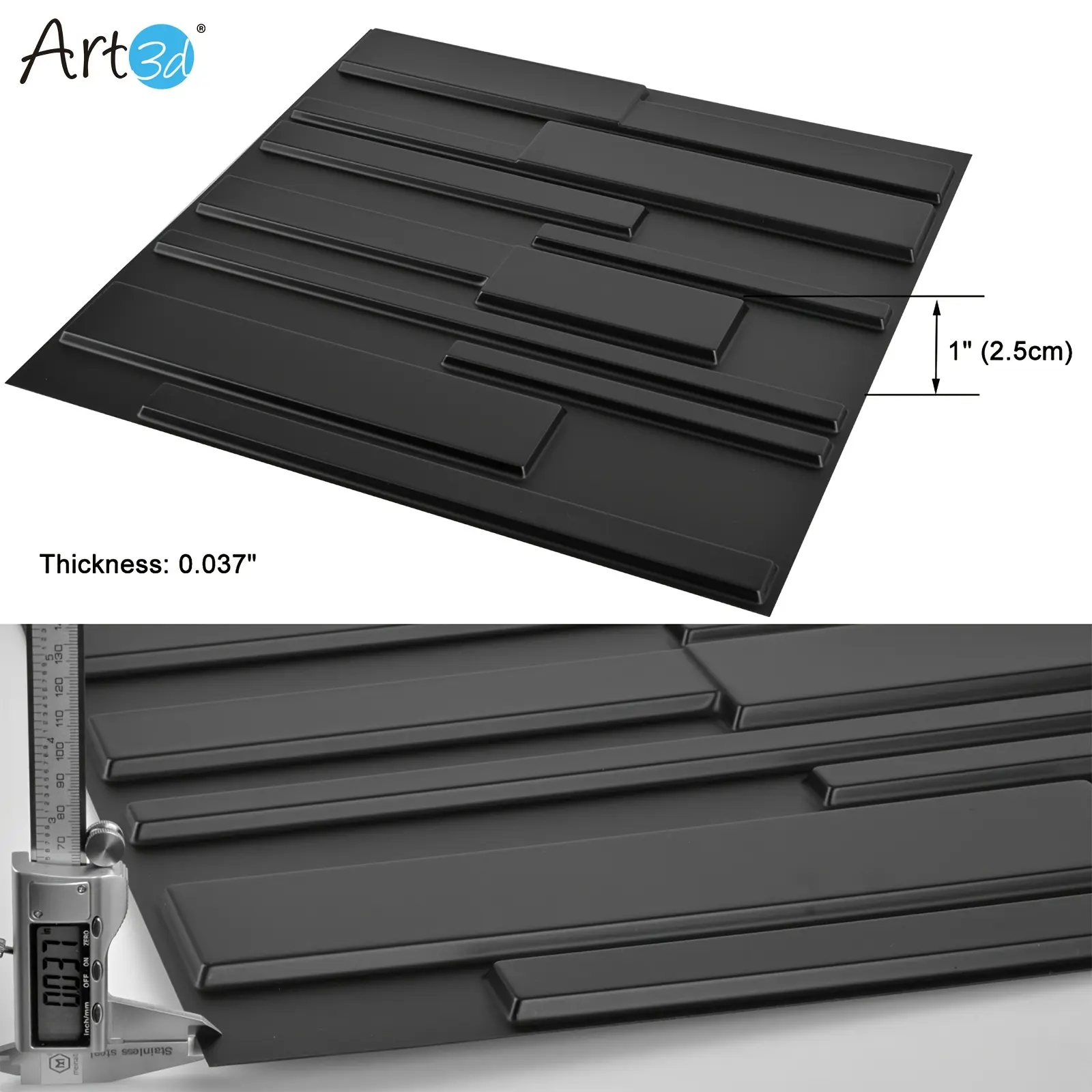 New Art3d Cross-Stripe Design 3D Wall Panel, 12 Tiles, 32 Square Feet, Blac