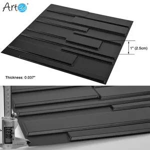 New Art3d Cross-Stripe Design 3D Wall Panel, 12 Tiles, 32 Square Feet, Blac