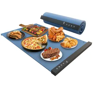 Foldable Silicone Electric Food Tray, 1 Count Adjustable Temperature & Timer Food Warmer, Fast Heating Rolling Hot Plate for Party, Buffet, Family Gathering