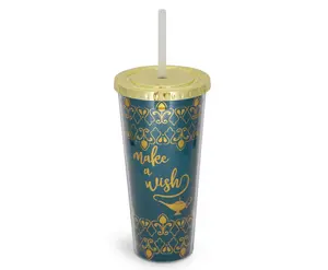 Disney Aladdin "Make A Wish" Reusable Carnival Cup with Lid and Straw | Holds 16 Ounces