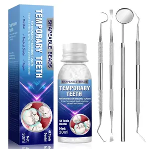 Tooth Repair Kit, Fake Teeth Replacement with 30ml Tooth Beads + 4 Dental Tools, for Fixing Missing & Broken Teeth Replacement, Smile Confidently for Men and Women