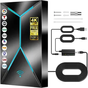 2026 Upgraded TV Antenna Indoor Outdoor, 2200+ Miles Long Range HDTV Antenna with Amplifier Signal Booster, 26FT Coaxial Cable for Local Channels 4K 8K 1080p,Digital Reception for Smart & Older TVs
