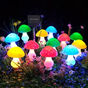 Solar Powered Mushroom Shaped Light, 1 Set Colorful Outdoor Garden Decor Light, Decorative Light for Pathway, Lawn, Holiday Celebrations, Solar Garden Lights