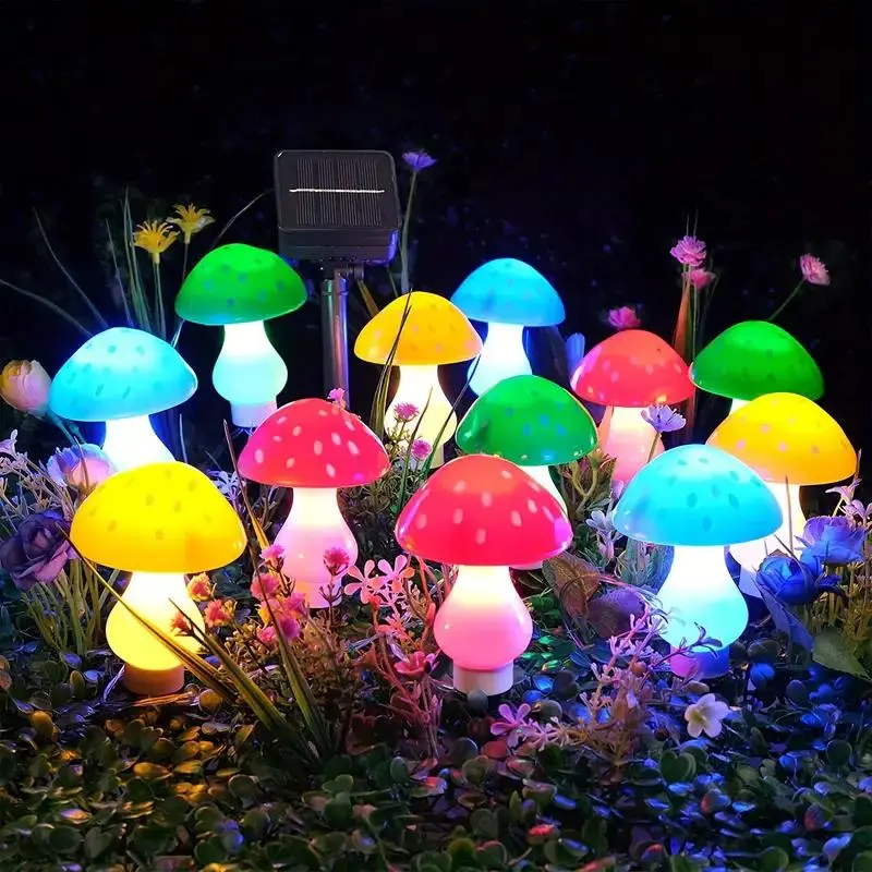 Solar Powered Mushroom Shaped Light, 1 Set Colorful Outdoor Garden Decor Light, Decorative Light for Pathway, Lawn, Holiday Celebrations, Solar Garden Lights, Outdoor Pathway Lighting, Solar Pathway Lamp, Solar Illuminated