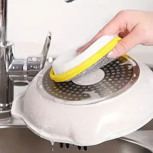 10 Pack Double Sided Round Dishwashing Sponges, Non-Scratch Durable Cleaning Pads, Multi-Purpose Scrubbers for Dishes Pots Pans Sink Countertops, Must Have Kitchen Cleaning Gadget