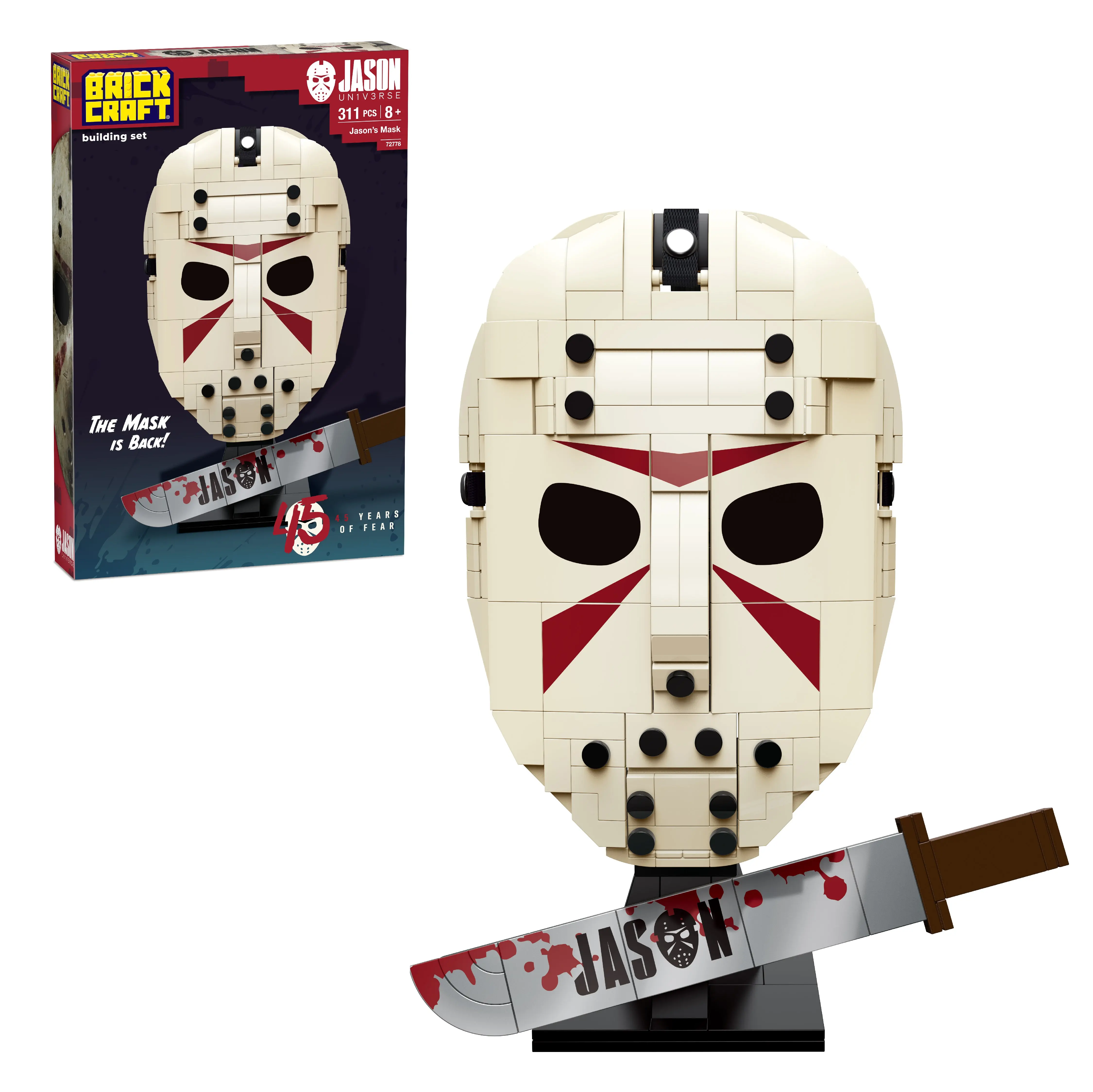 Brickcraft Jason's Mask Building Set, 311-Piece Officially Licensed Collectible Model Kit for Adults & Teens 8+