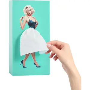 Colourtree Funny Skirt Tissue Box Holder - Vintage Classy Rectangle Plastic Bathroom Organizer with Unique Lady Skirt Design for Home & Office Areas