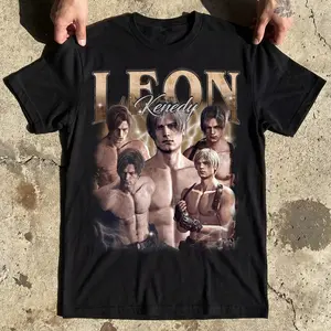 Leon Kennedy All Muscles Mineral Washed T-shirt, Res1dence Ev1ls Movie Game Sweatshirt, Gift For Pretty Boy Cop Gamer, Raccoon City Police Lover, Fitness and Handsome Cop Ever