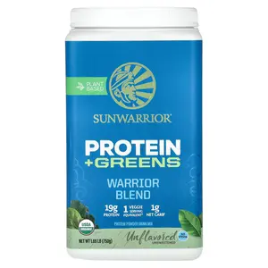 Sunwarrior Warrior Blend, Protein + Greens, Unflavored, 1.65 lb (750 g)