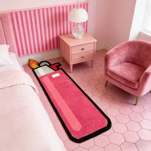 Interesting Creative Living Room Carpet Pink Lighter Pattern Carpet Fashion Trend Bedroom Room Bedside Rug Home Irregular Shape Carpet Modern Cloakroom Dresser Lounge Play Area Carpet Bathroom Toilet Non-slip Floor Mat Entrance Porch Corridor Floor Mat