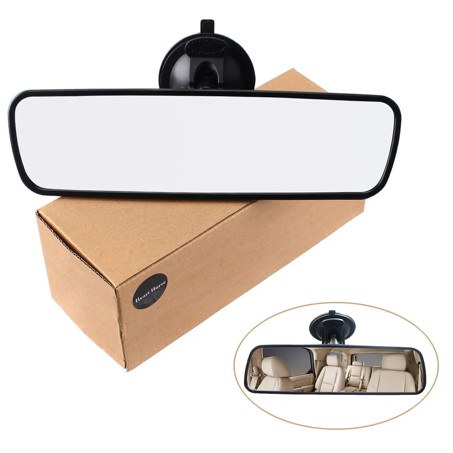 Universal Car Truck Mirror, Interior RearView Mirror, Width 24.5cm/9.6in, Adjustable 360 Degree Angle
