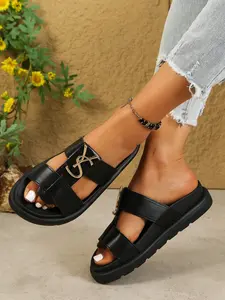 Women's Comfortable Lightweight Summer Sandals, Breathable Slip-On Design, Casual Daily Wear & Outdoor Activities, PU Leather