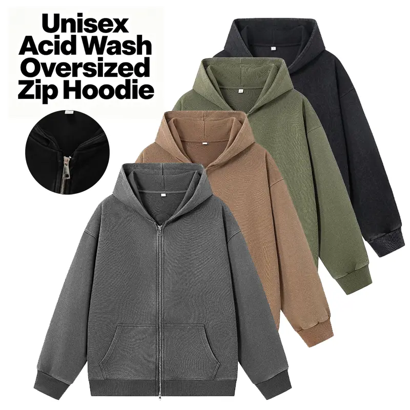 Unisex loose zip-up hoodie, acid wash, heavy cotton, solid color, retro minimalist casual athletic base layer, menswear hoodie vert and ash drip clothing Vintage hoodies men grey