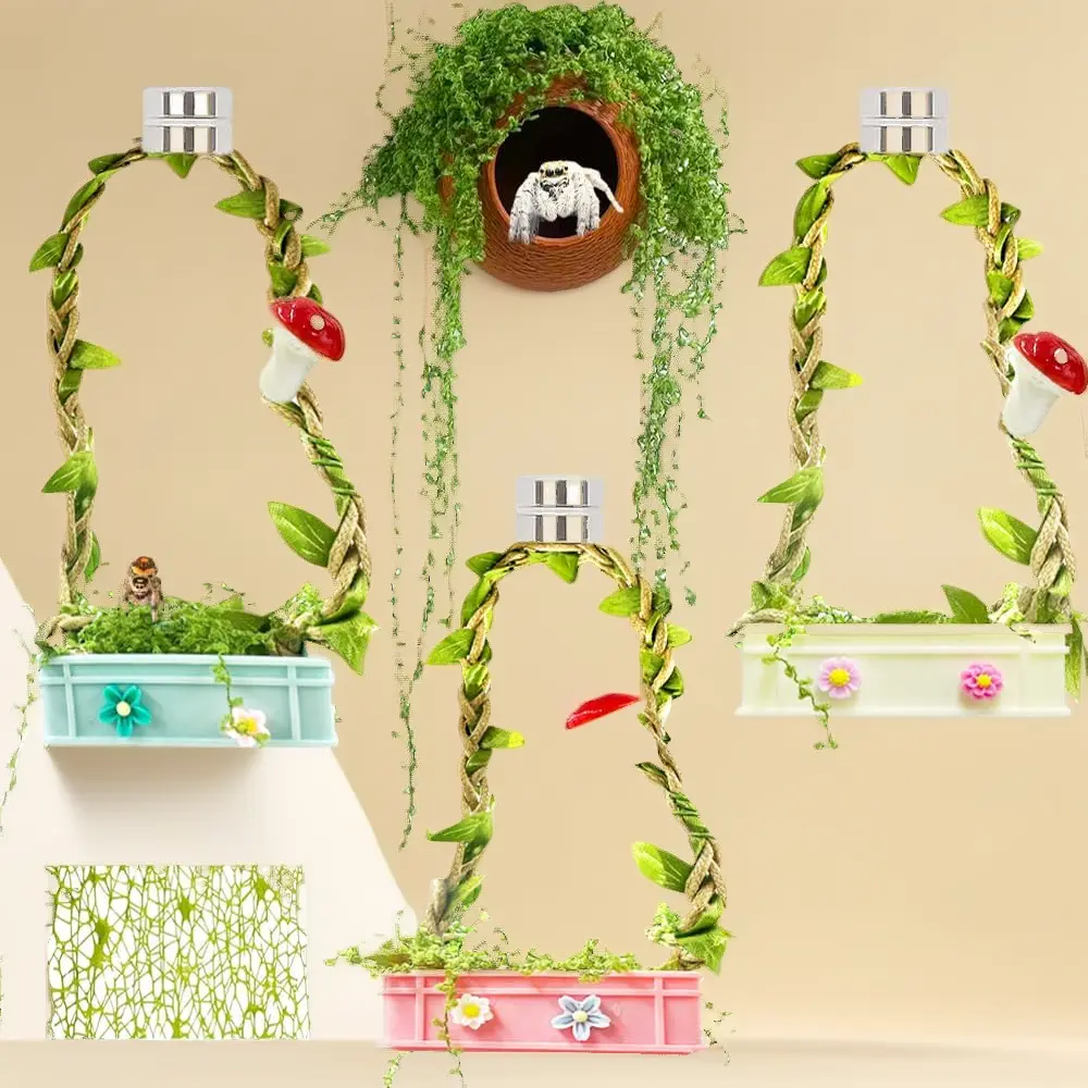 Spider Habitat Accessories – Fun Perimeter Climbing & Hiding Set for Spider Cage, Enrichment Kit Encourages Natural Exploration for Pet Jumping Spiders