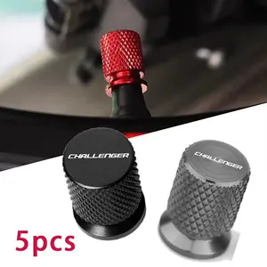For Dodge Challenger 5pcs Aluminum Alloy Tire Valve Stem Cap, Metallic Texture, Anti Theft & Dust-Proof, Automotive Accessories, Car Accessories
