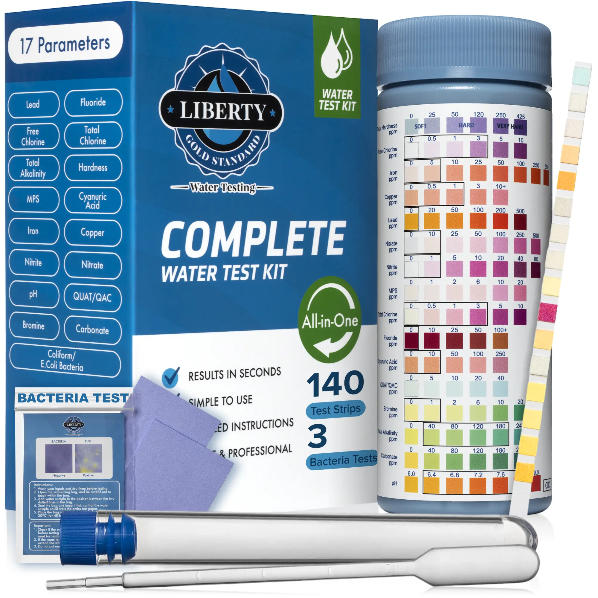 All-in-ONE (145-Piece Kit) Water Testing for Home Drinking Water, Wells, and Bac...