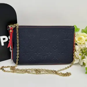 Pre-owned Louis Vuitton As Shown Shoulder Bags Monogram Empreinte Double Zip Pochette Marine Rouge 2101218961690