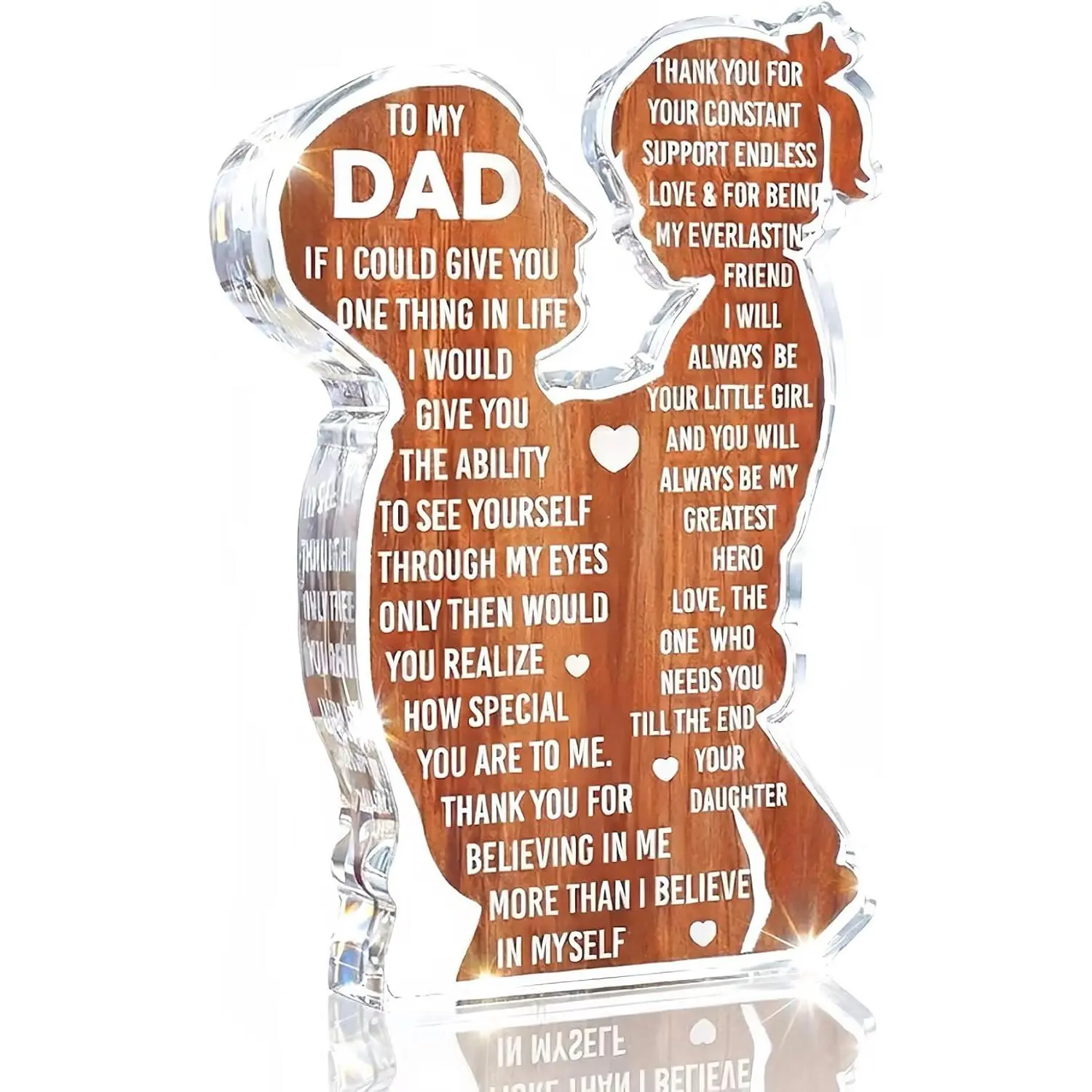 Fathers Day Dad Gifts from Daughter Dad Birthday Gifts, I Love Best Daddy Ever Gift, Acrylic Plaque Desk Decor Sign, New Dad Present from Girl