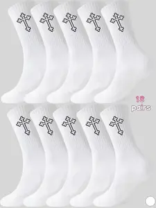 Men's and women's couple socks, breathable, sweat-absorbing, comfortable, Moisture Wicking Socks, mid-calf sports socks, Soccer socks, spring and autumn style, pack of 18 pairs, suitable for daily leisure, outdoor sports, and vacation activities