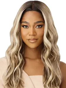 OUTRE- MELANIE LACE FRONT WIG with Natural Wavy Layers and Ombre Highlights for Versatile Styling