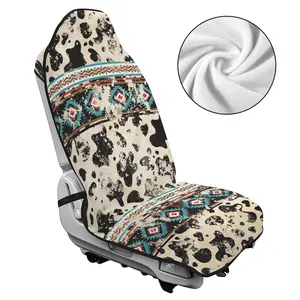 Tribal Cow Print Front Seat Cover Protector, Waterproof Sweat Towel Car Seat Covers for Gym, Running, Swimming, Beach & Hiking, Non-Slip Tribal Cow Pattern Covers Fit Cars, SUVs, Trucks, Quick-Dry, Stain-Resistant, Easy To Clean & Install, Protects Seats