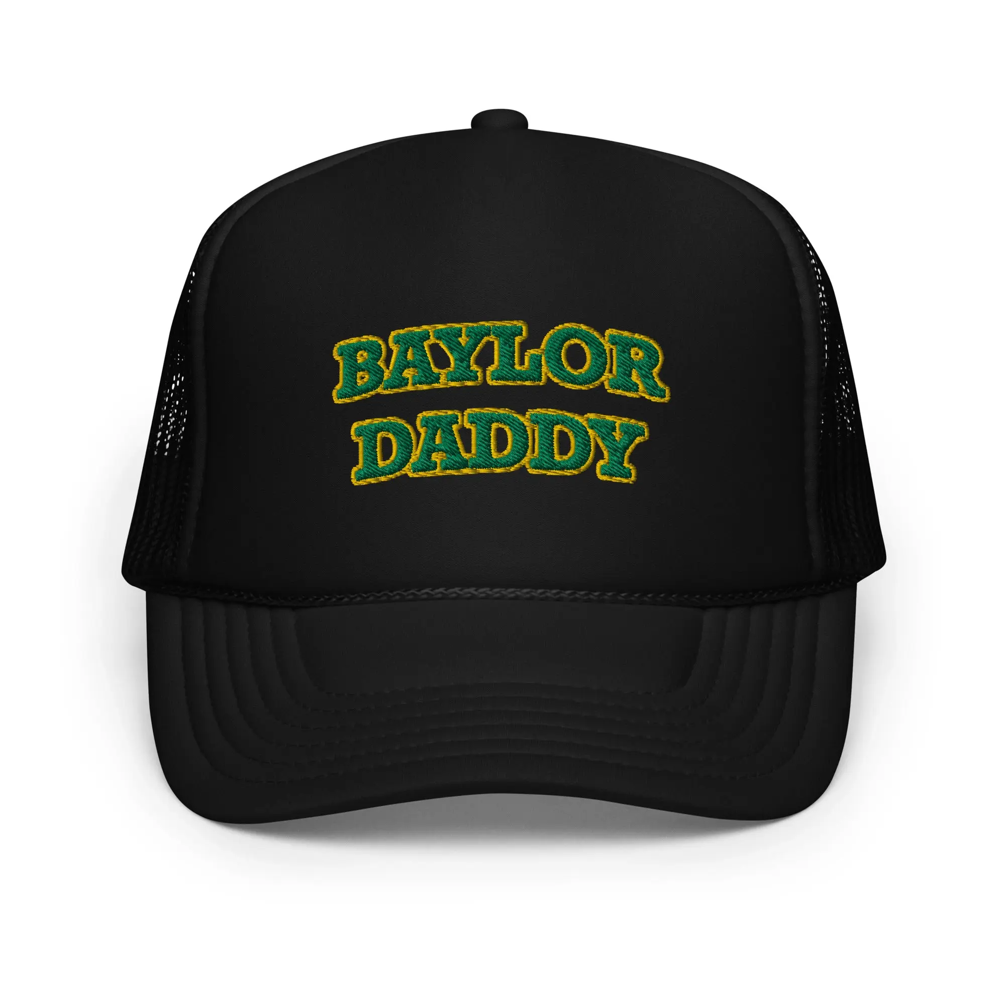 Baylor Daddy Trucker Hat - Black with "BAYLOR DADDY" Text, Adjustable Fit, Classic Design